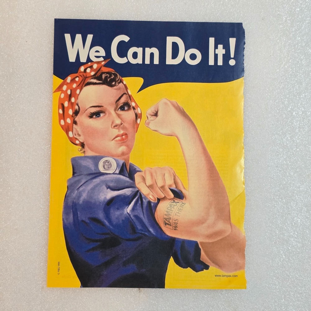 Vintage Print Ad Tampax was there tattoo We Can Do It! Rosie the Riveter 8x10.5